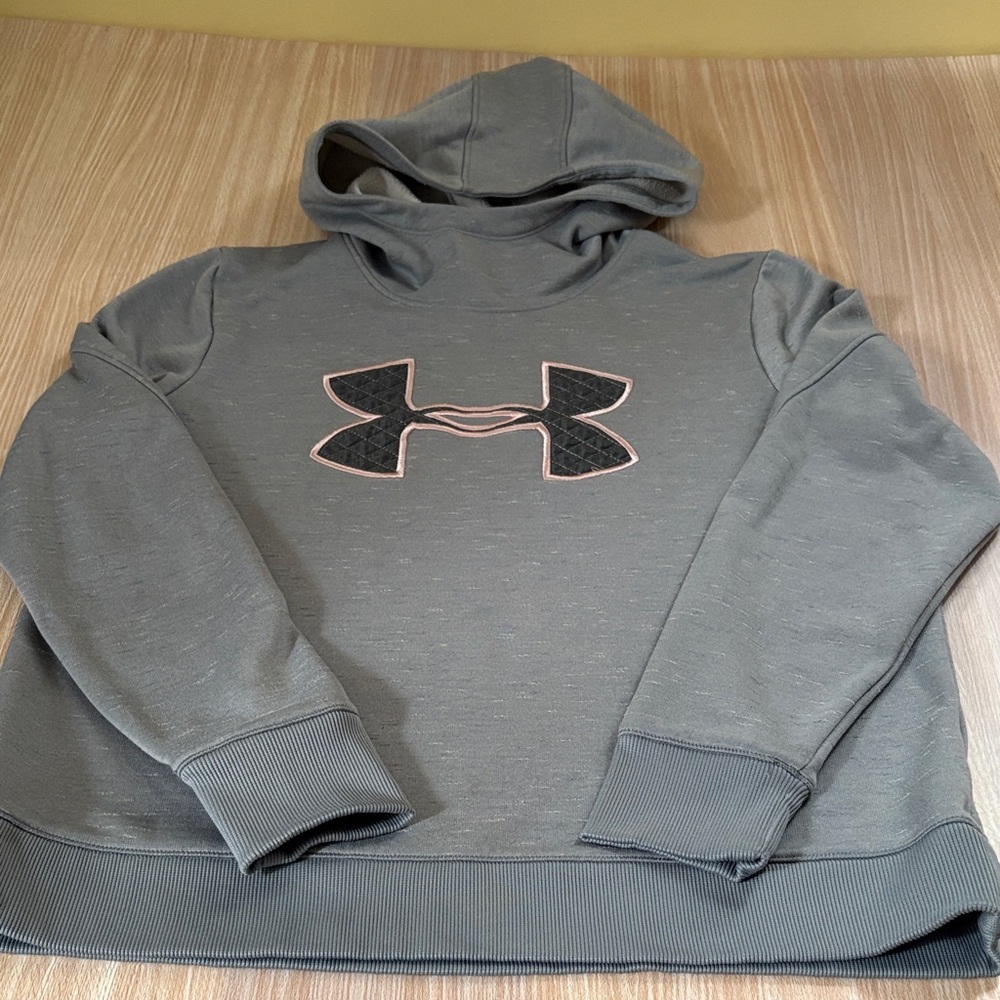 Under Armour coldgear loose fit hoodie sweatshirt gray pink